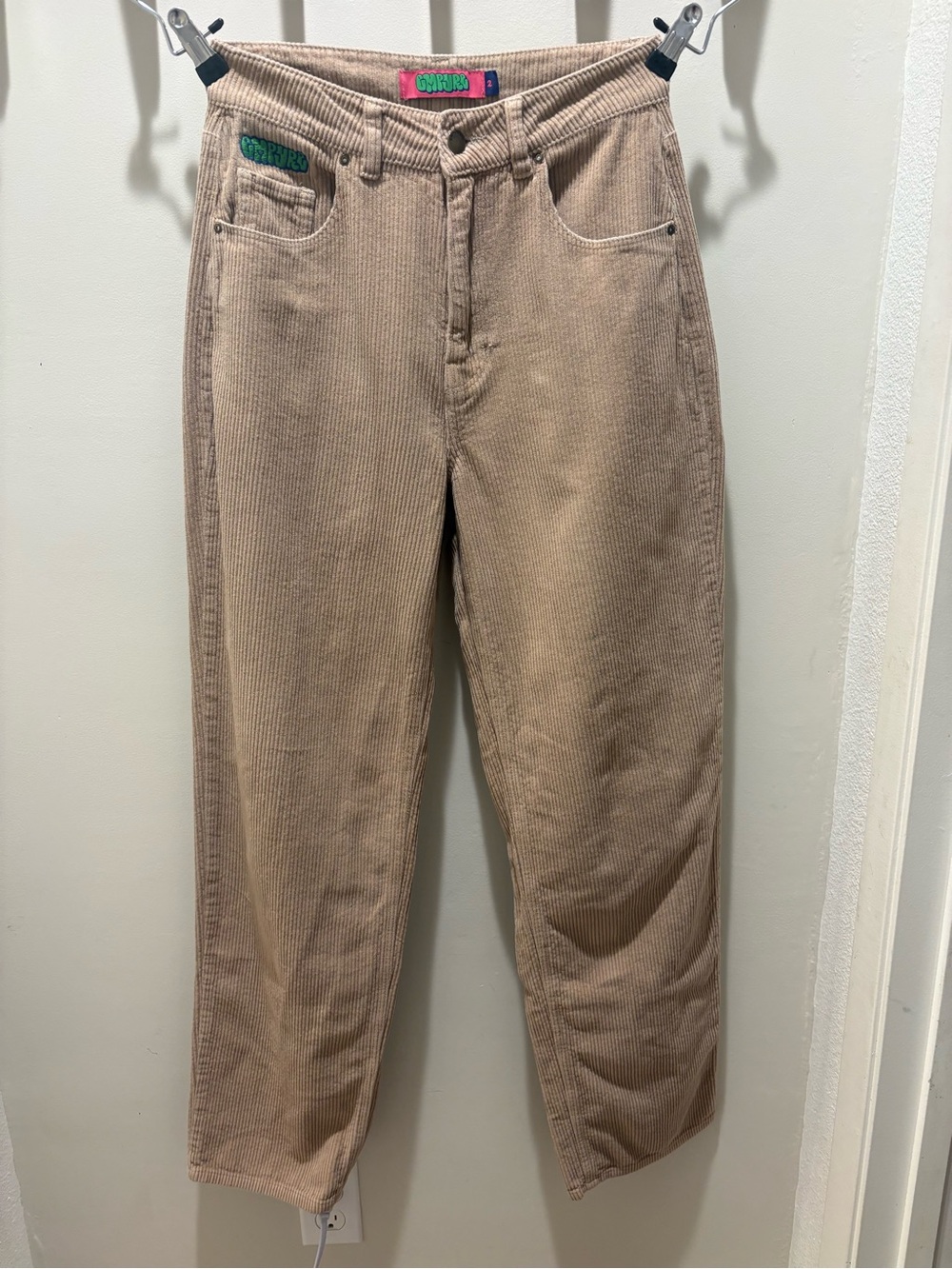Empyre Corduroy High-Rise Pants in Light Brown